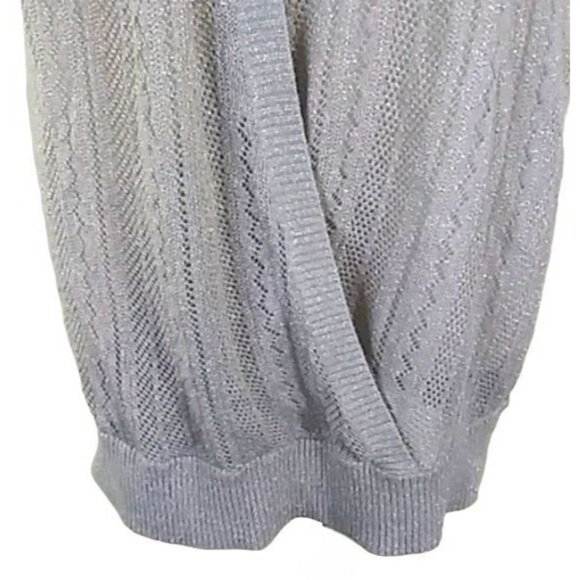 Xhilaration Silver Gray Metallic Knit Open Front Cap Sleeve Sweater Top Size XXL - Picture 4 of 8
